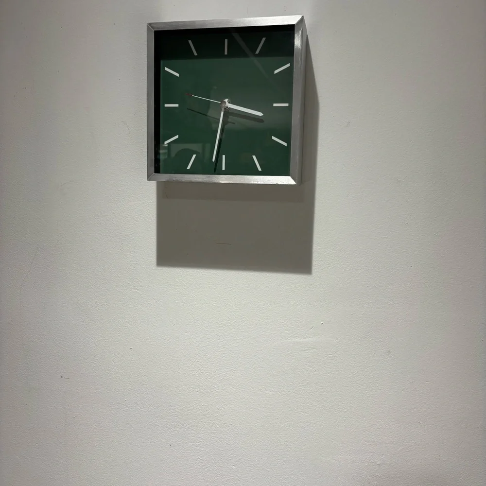 Modern Green Wall Clock with Silver Frame‎